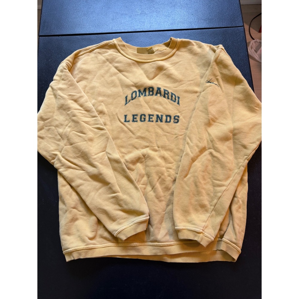 VTG Star Dyes Vince Lombardi Legends Sweatshirt Yellow Large Green Bay Packers